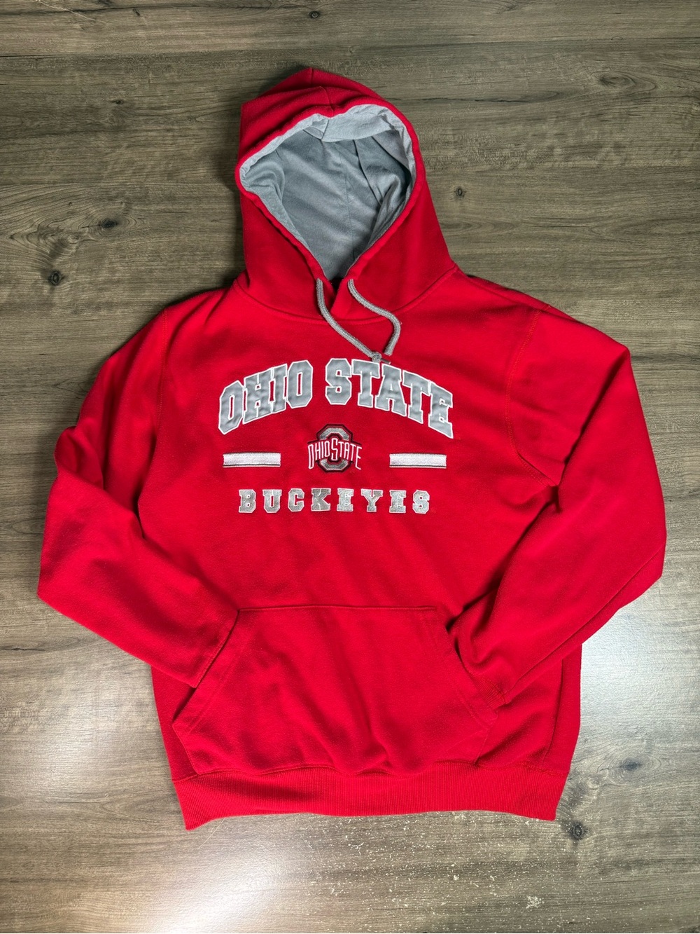 Vintage Stadium Y2K Ohio State Buckeyes Hoodie M Red Applique Embroidered